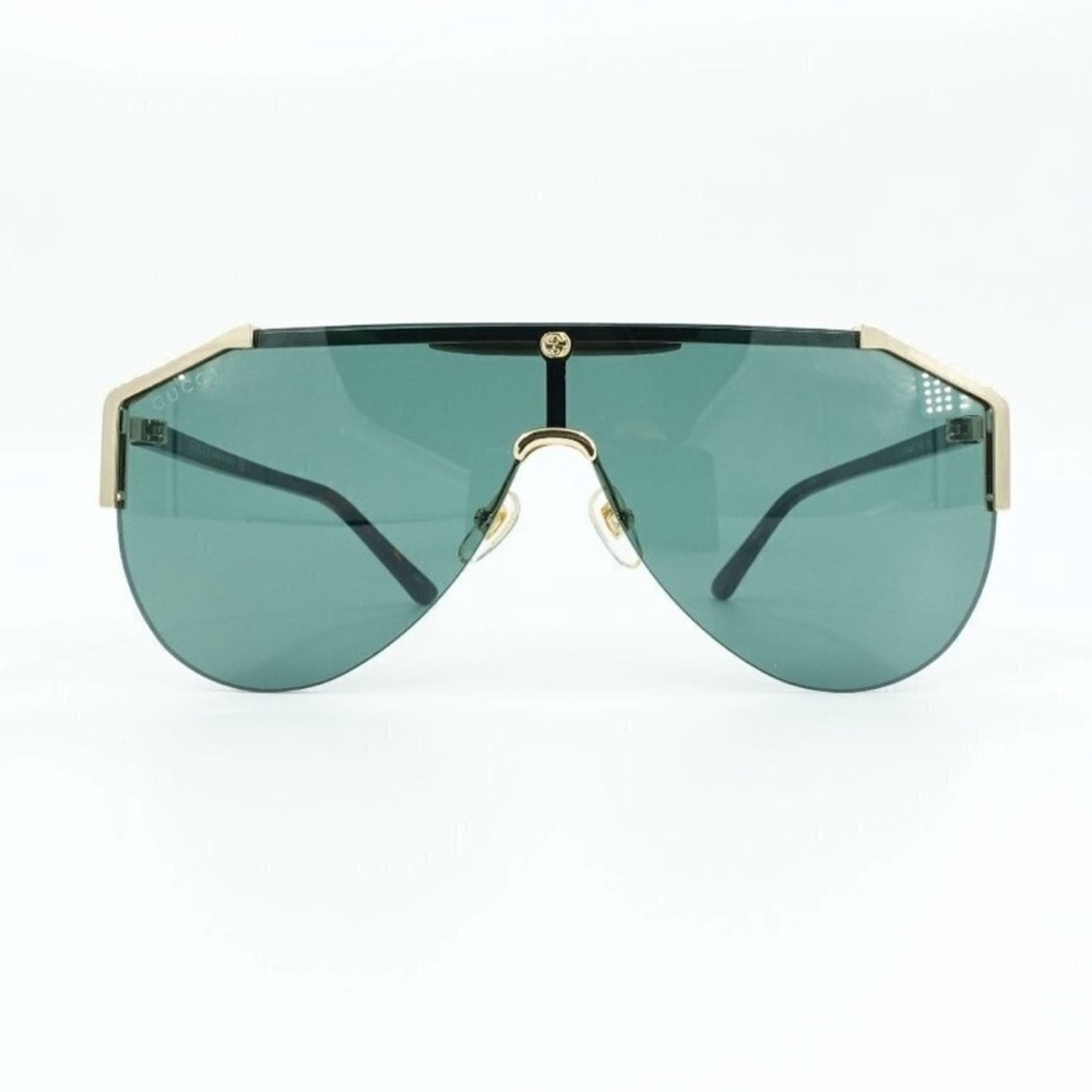 Gucci- GG0584 Shield Sunglasses Gold Havana